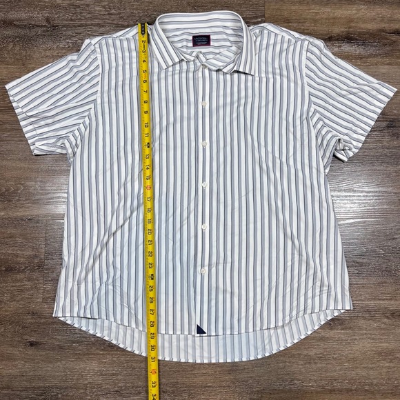 UNTUCKit Shirt Mens 3XL Short Sleeve Stripe Button Down White Gray Preppy Casual - Picture 5 of 6